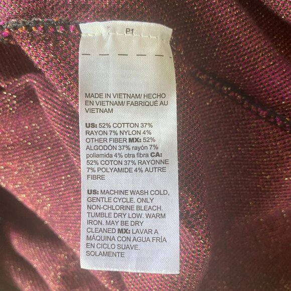 Chico's women's size 0 black pink and gold long sleeve stretchy sweater pullover - Picture 8 of 8